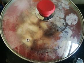 加水煮开盖盖，小火焖20分钟左右。然后盐，糖，黑胡椒粉调味。勾入水淀粉。