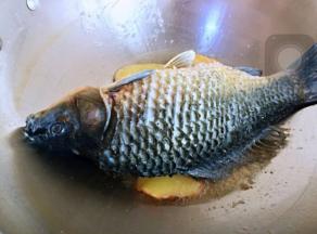 腌制好的鱼放入锅中小火煎一下