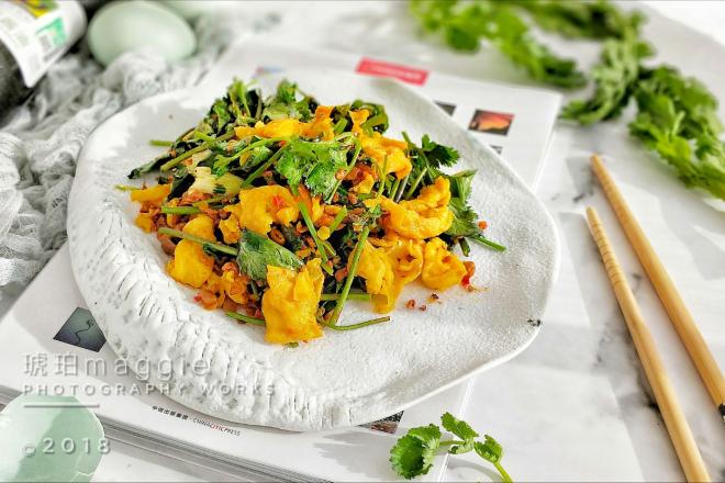 桑叶蛋炒香菜辣椒萝卜干