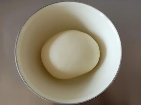 2.揉成光滑的面团，盖保鲜膜放温暖处进行一发

 