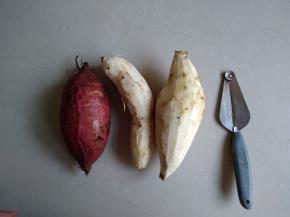 红薯去皮后清洗干净，大约有200克