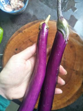 记住，得这种瘦长的紫茄子比较好吃