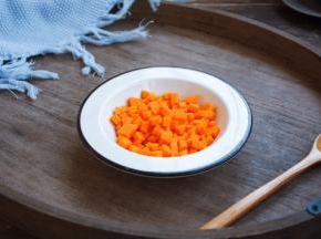 将南瓜切成颗粒状，大小随意。