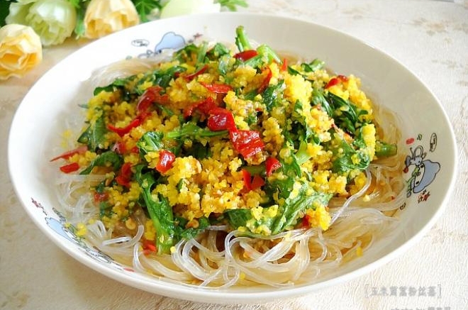 玉米茼蒿粉丝蒸