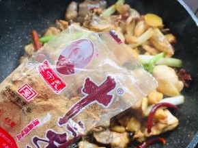 放入一勺十三香翻炒均匀。