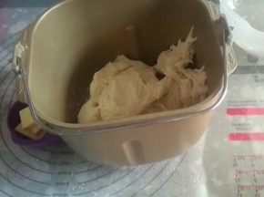 中种撕成小块和主面团黄油外的材料混合均匀，揉至可以出厚膜。