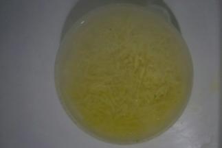 土豆用热开水烫一下，挤去水分，放凉