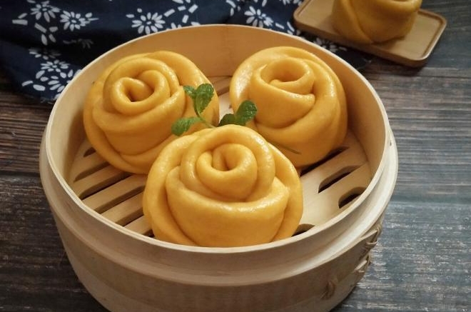 南瓜玫瑰馒头