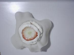 在草莓周边挤一圈奶油