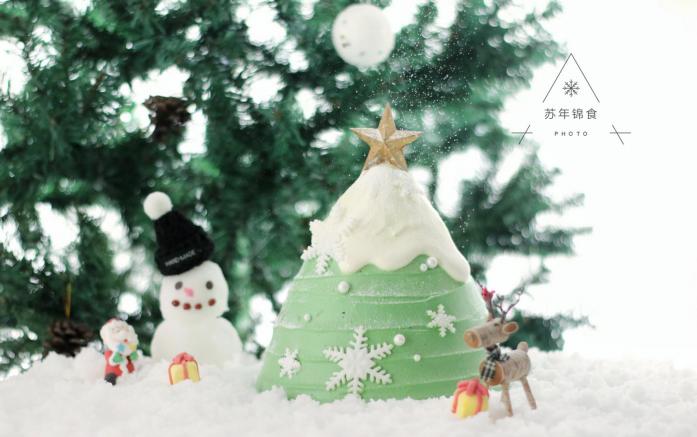 圣诞树枫糖戚风奶油蛋糕