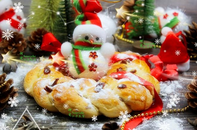 圣诞花环面包
