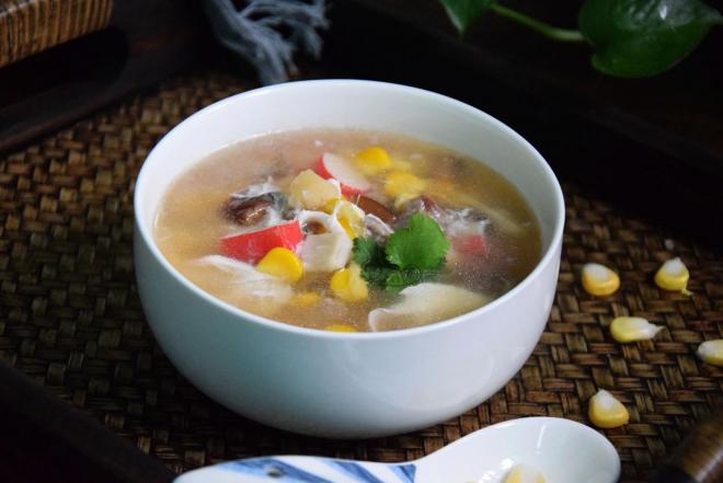 蟹柳瑶柱香菇玉米羹