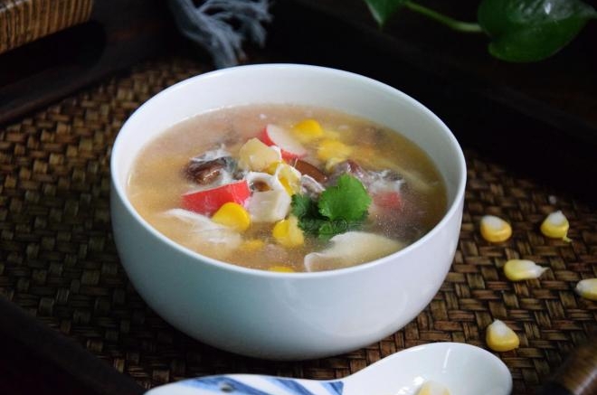 蟹柳瑶柱香菇玉米羹
