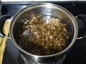 锅里水烧开，放入珍珠煮15分钟
