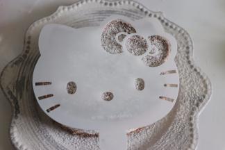 撒一层椰蓉后，放上模片用蔓越莓酱涂抹到镂空部位。