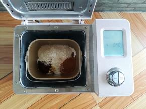 除核桃外所有食材放入面包机里，启动发面程序