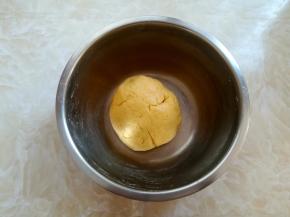 用硅胶刮刀翻拌到没有干粉状态，也可以先简单混合再戴上一次性手套揉到没有干粉，放入冰箱中冷藏20分钟