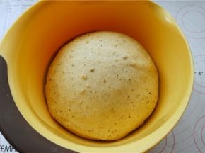 揉好的面团放进盆里，在温暖湿润的地方发酵至2倍大，要保证面团温度不要超过28度。