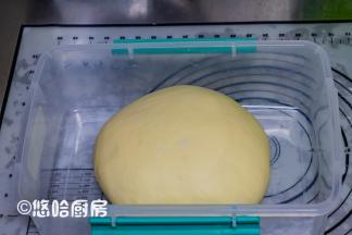 室温下发酵1.5~2个小时，面团发酵到位。