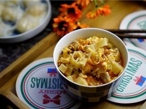 这样子一份肉末番茄鸡蛋意面就完成啦。