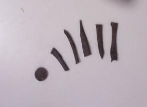 切出几个长条制作老虎尾巴上的斑纹，圆形是老虎的尾巴尖部分