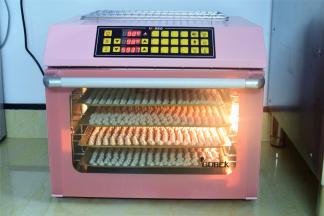 烤箱提前100度预热。平炉放入中层，100度60-70分钟。我用的是高比克的风炉，可以多盘同时烘烤，没有上下层之分。设置的温度95-100度都可以，我用的是98度，60分钟。溶豆能轻易与油布分离、没有粘底、底部变硬都是烤熟了的表现。