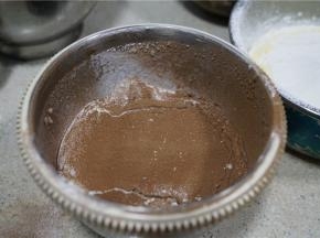 然后分别配入可可味版本的面粉，再一款就是原味的。