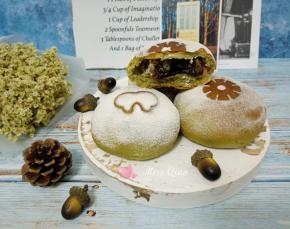 抹茶巧克力流心奶酪面包。