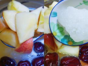 快好时放苹果和冰糖炖二十分钟。