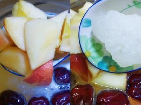 快好时放苹果和冰糖炖二十分钟。