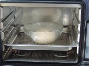 盖上保鲜膜或者湿布，放入蒸烤箱中，关紧烤箱门。