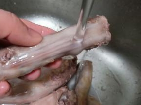 焯水过的鸭脖清洗干净。