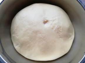 手指沾干粉在面团上戳个洞，不回缩即发酵好了。
