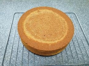 完整脱模的斑马纹戚风蛋糕