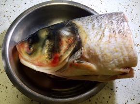 鱼头去鳃去鳞去内脏，洗净