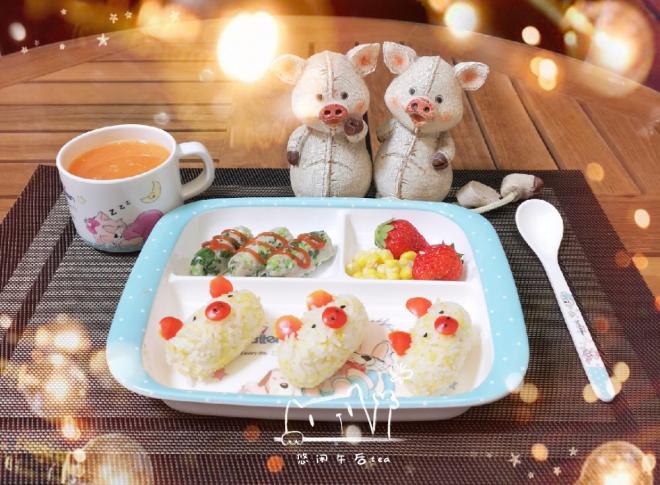 幼儿辅食之一：二米饭，小棠菜鱼肉肠