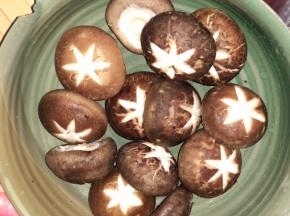 鲜冬菇切出花纹