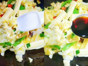 放盐，生抽调味。