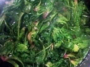 把菠菜加适量盐用热开水烫熟后过下冷开水