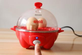 接通电源，盖上盖子，按启动键开始蒸蛋；鸡蛋蒸熟会有蜂鸣声提醒，按一下启动键关闭即可；