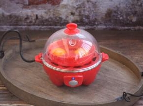 盖上蒸蛋器的盖儿，接上电源，
