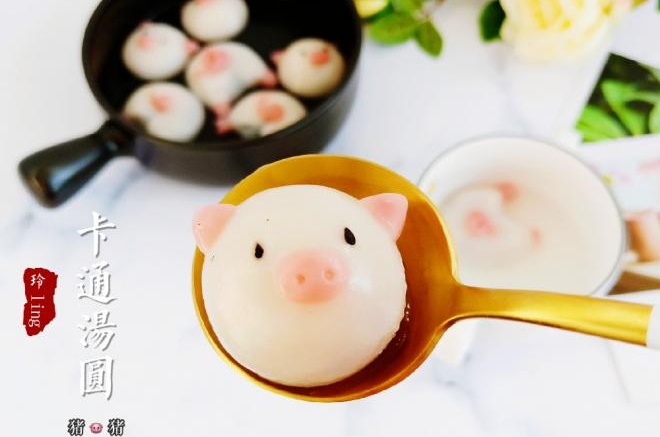 猪猪卡通汤圆(附黑芝麻馅做法)