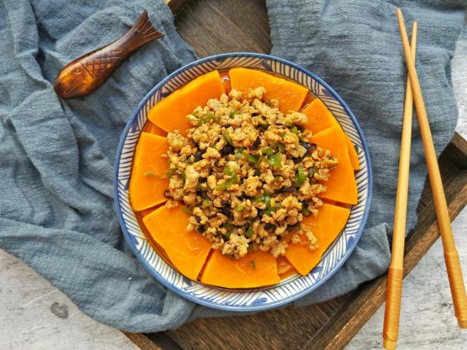 豆豉炒肉蒸南瓜