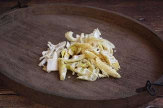 将春笋切成片。