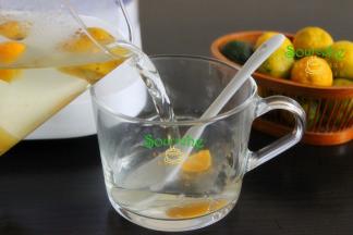 加入1-2勺蜂蜜，倒入泡好的柠檬水，并用勺子搅拌均匀，即可喝，