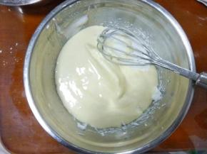 用手动打蛋器或者刮刀翻拌均匀