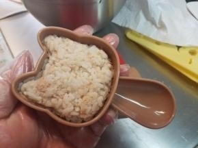 把米饭填满饭团模具。