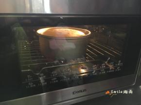 模具震二下，放入烤箱中下层，150度45分钟左右（上色后盖锡纸，要快！）。