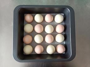 颜色错开摆入模具中