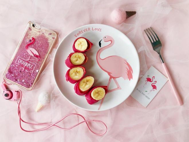 初恋的味道，红心火龙果香蕉热卷饼